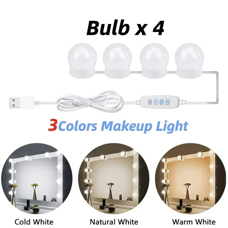  HoloSense 4-bulb LED mirror vanity light USB Hollywood makeup lighting
