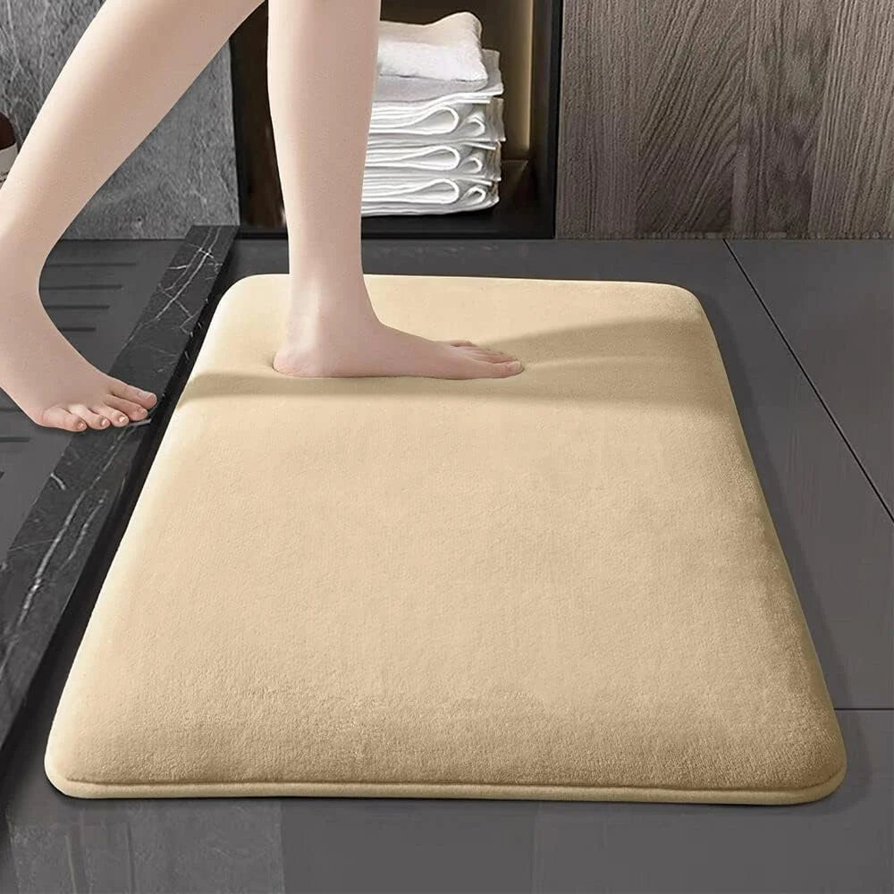  ComfortStep apricot suede soft non-slip floor mat for kitchen bathroom and hallway
