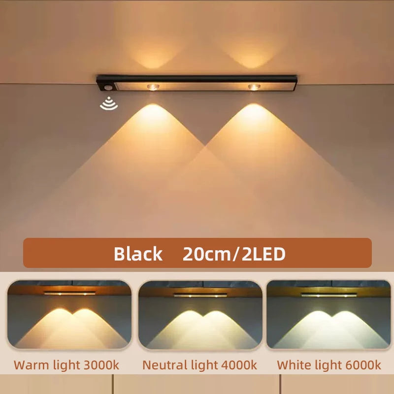  SoftBeam black 20cm LED cabinet light motion sensor rechargeable 2-pack
