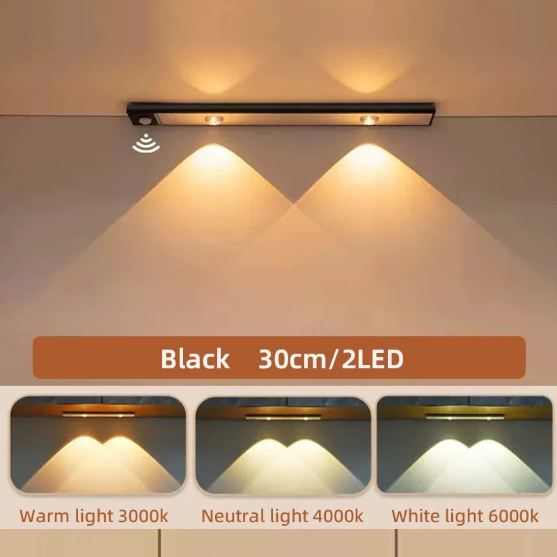 SoftBeam black 30cm LED cabinet light motion sensor rechargeable 2-pack