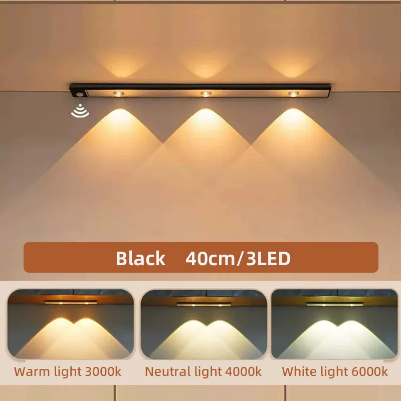 SoftBeam black 40cm LED cabinet light motion sensor rechargeable 2-pack
