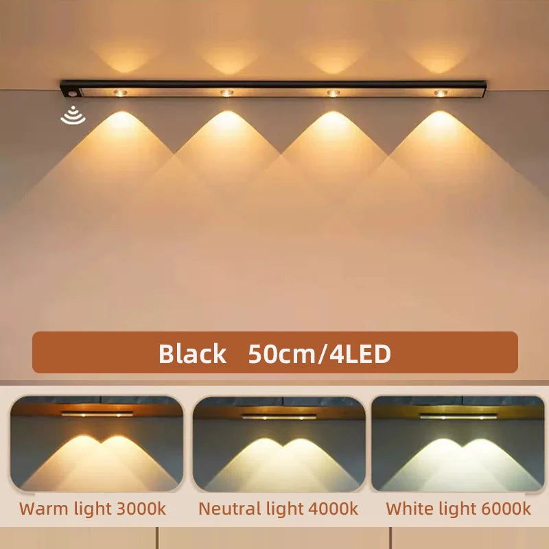  SoftBeam black 50cm LED cabinet light motion sensor rechargeable 2-pack
