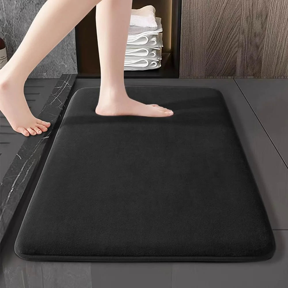  ComfortStep black suede soft non-slip floor mat for kitchen bathroom and hallway
