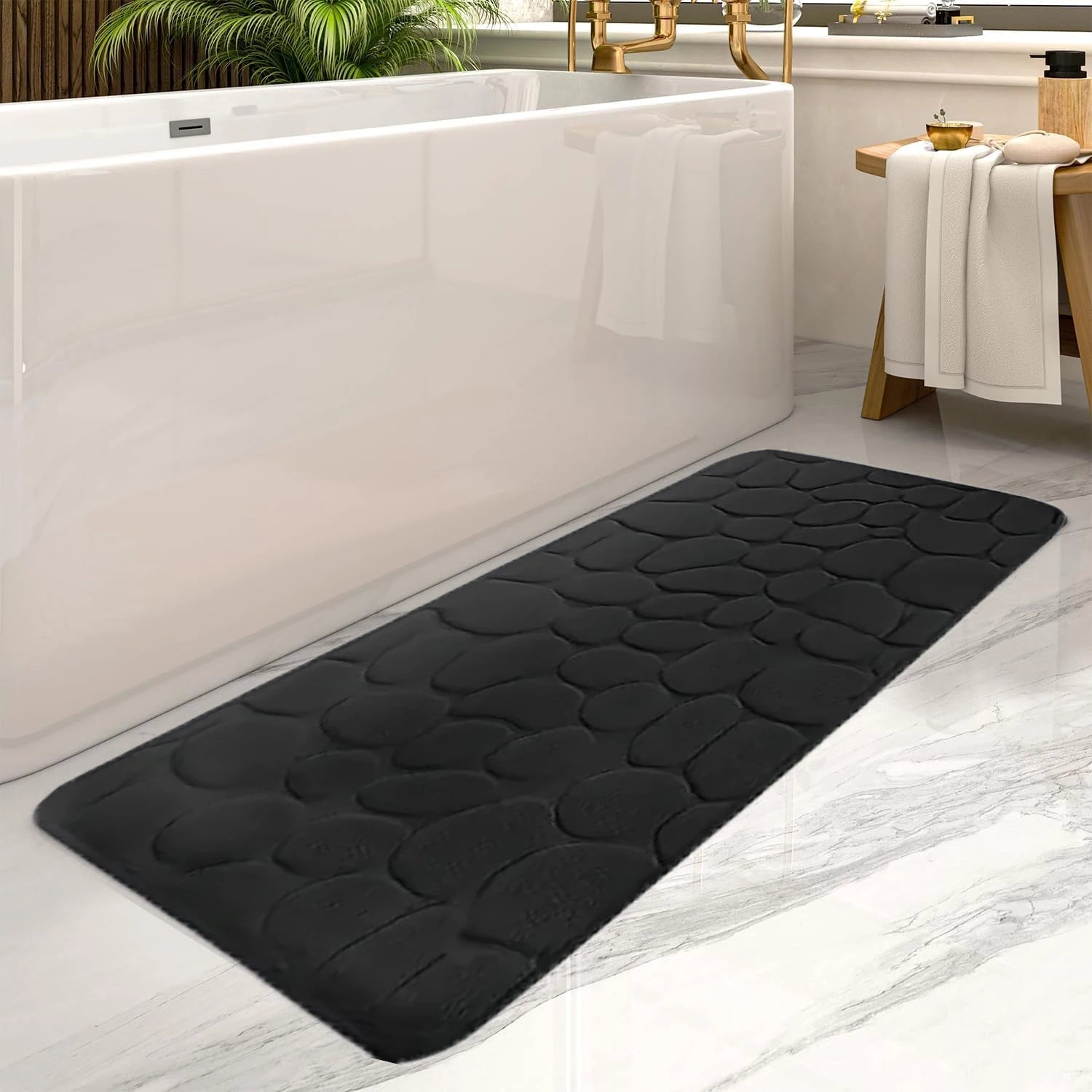 CloudeMat Fluffy Bedroom Rug in Black – Ultra-Soft Cloud-Like Floor Mat