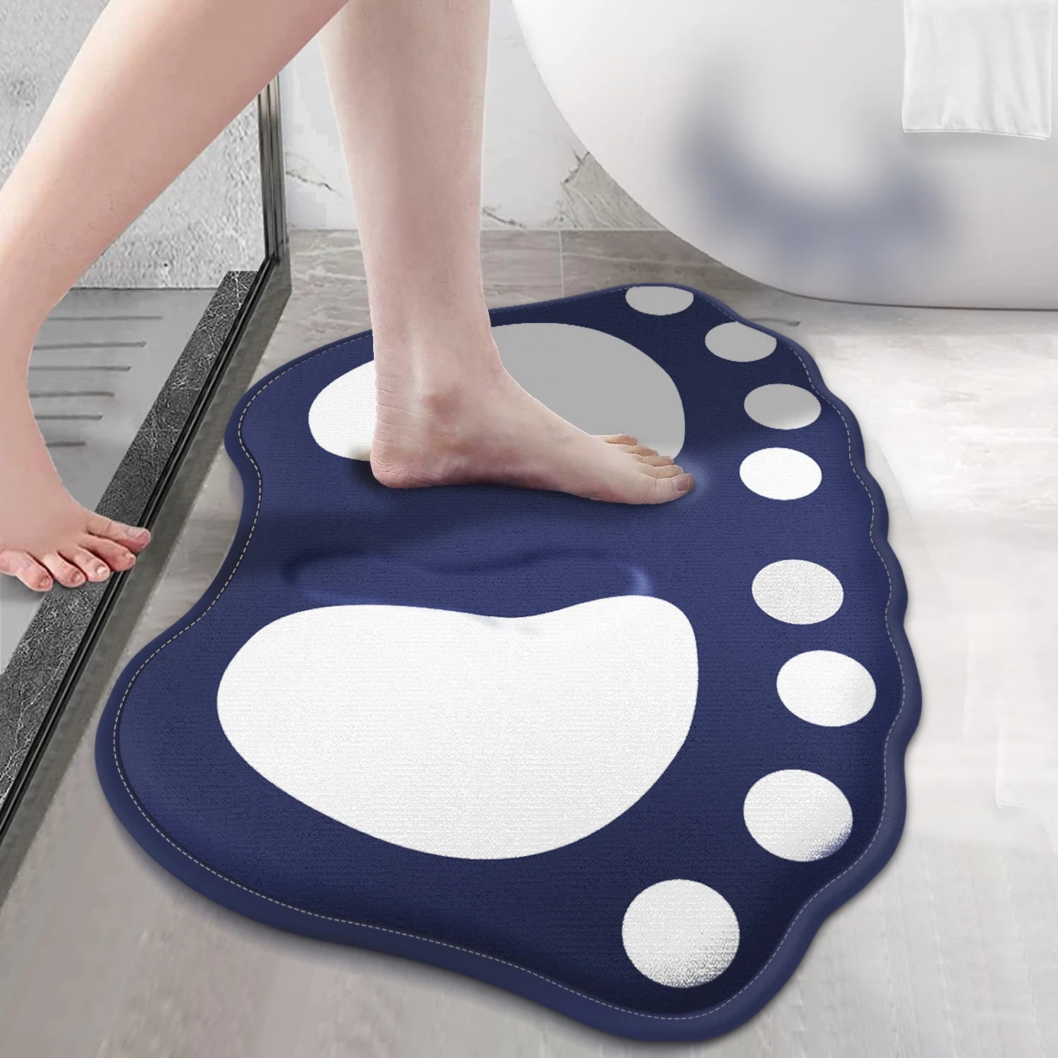 Cute Bear Bath Mat in Blue – Soft Polyester Non-Toxic Floor Mat for Kids Room