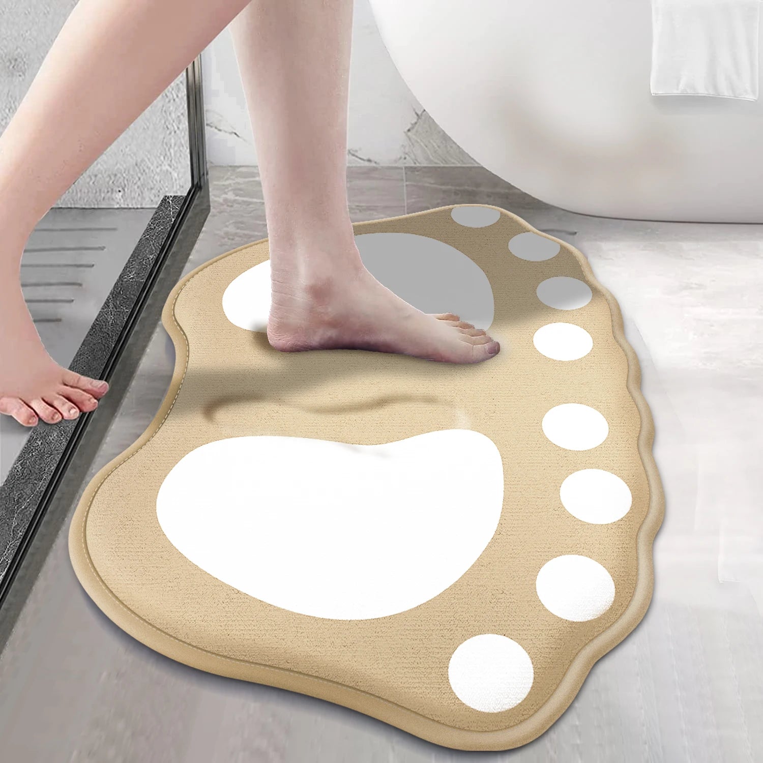 Cute Bear Bath Mat in Apricot – Soft Polyester Non-Toxic Floor Mat for Nursery
