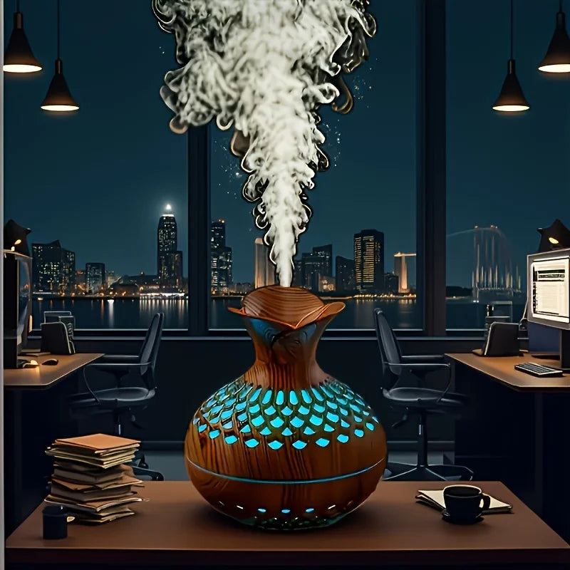  Flower Mist deep grain woodgrain USB humidifier quiet mist diffuser for desk and home