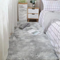 Fluffy Soft Carpet in Grey Plush Polyester Bedroom Rug, anti-slip soft floor mat"