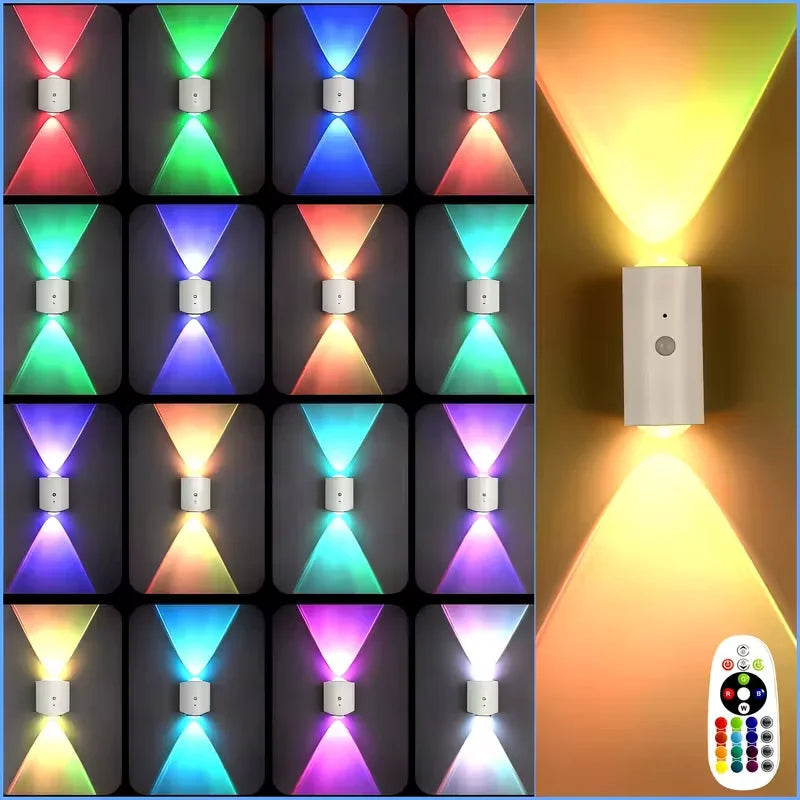 GlowPath RGB Wall Light — Motion Sensor Rechargeable Hill Lamp with 16 Colors & Remote