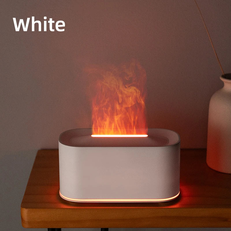 FlameMist white flame effect USB humidifier mist diffuser for bedroom and home decor