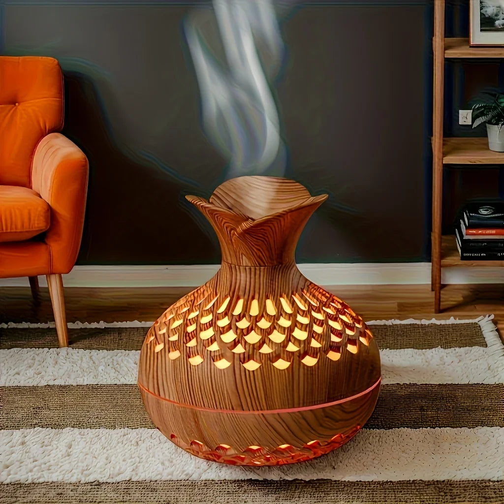  Flower Mist light grain woodgrain USB humidifier quiet mist diffuser for desk and home
