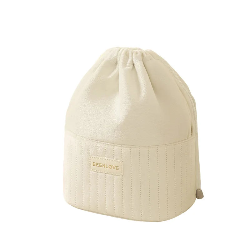 Makeup Pouch beige large capacity polyester cosmetics bag for women
