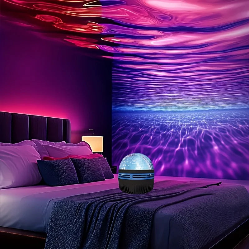 Night Wave LED Projector Night Light — Water Ripple & Aurora Borealis Ambiance Lamp