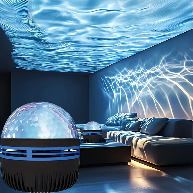 Night Wave LED Projector Night Light — Water Ripple & Aurora Borealis Ambiance Lamp