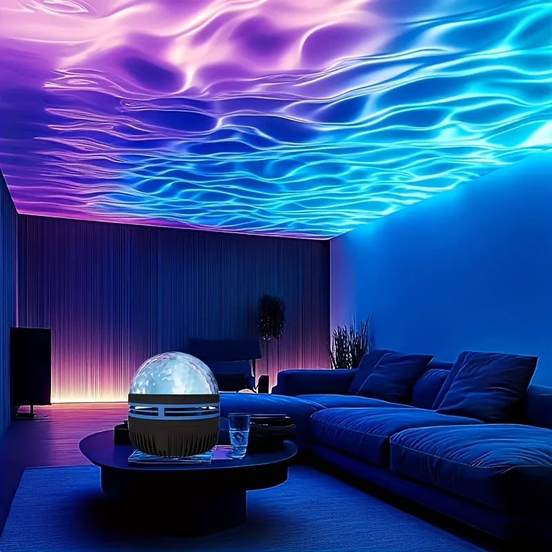 Night Wave LED Projector Night Light — Water Ripple & Aurora Borealis Ambiance Lamp