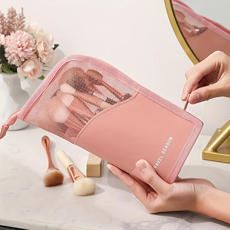  Makeup Space pink Oxford vertical cosmetic pencil case organizer for women
