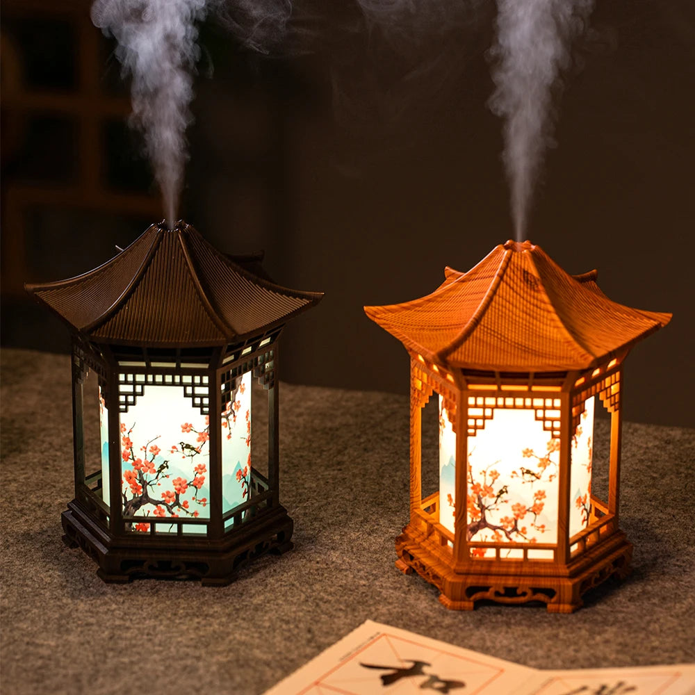 PureNest Mini Humidifier — Quiet USB Mist Diffuser in Natural Woodgrain for Desk & Bedroom