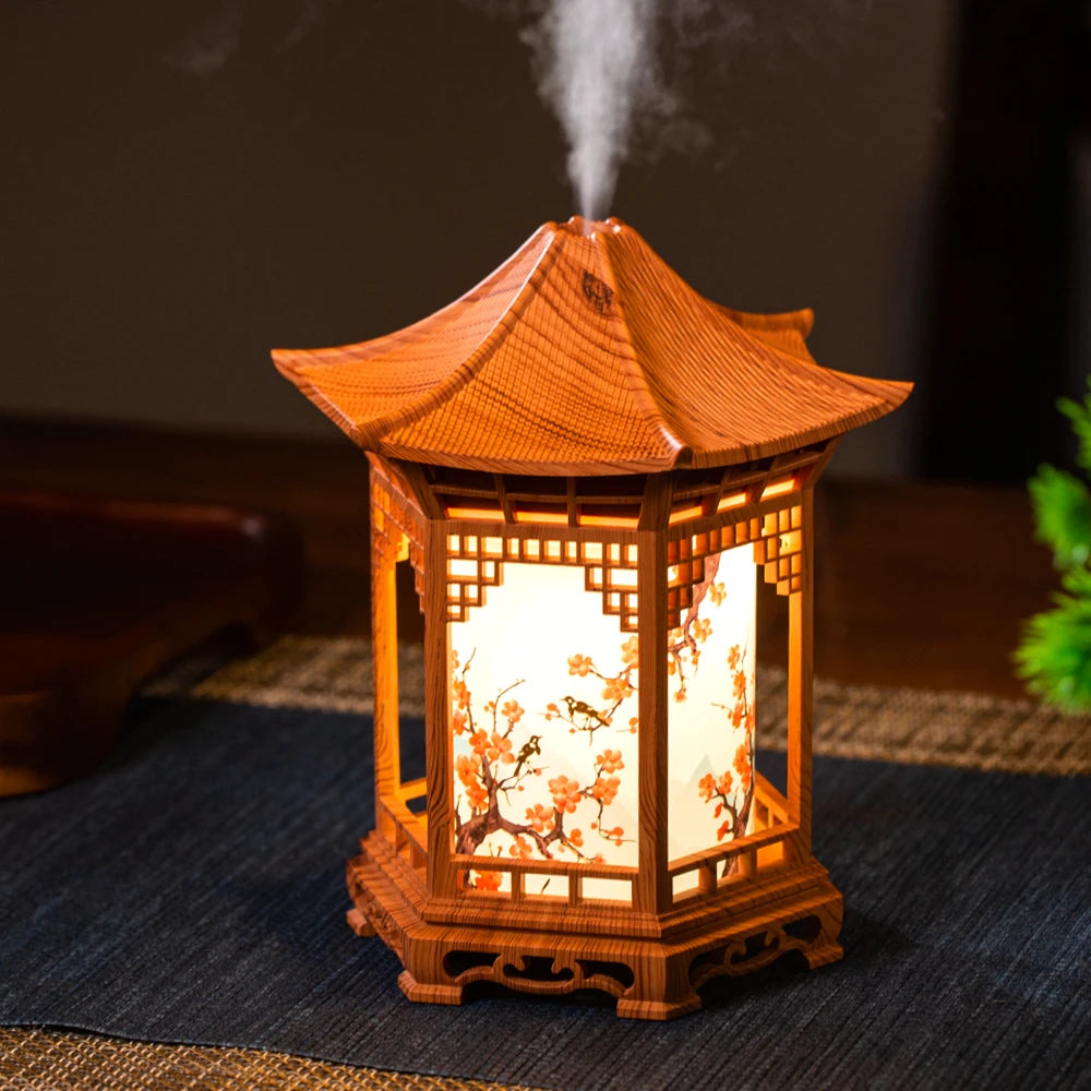 PureNest Mini Humidifier — Quiet USB Mist Diffuser in Natural Woodgrain for Desk & Bedroom