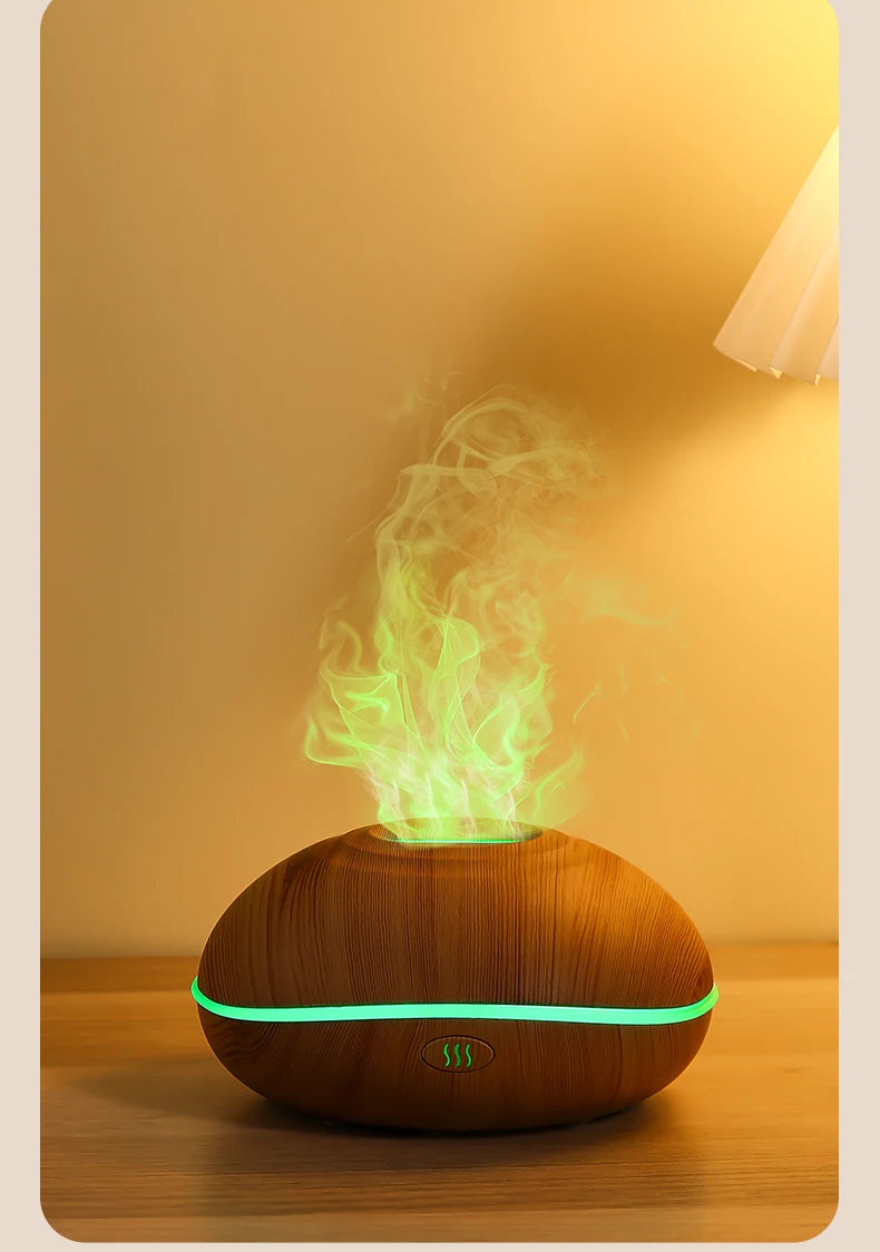 CloudGlow Humidifier — USB Quiet Mist Diffuser in Natural Wood Grain for Home & Office