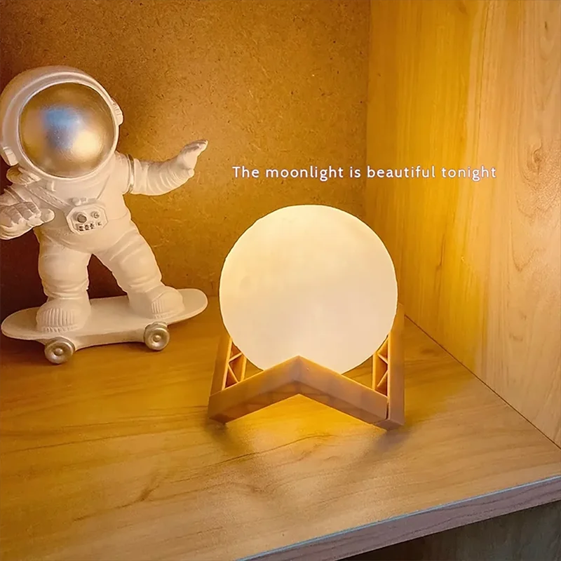 LunaLight 3D Moon Night Light — LED Lunar Lamp with 7-Color, Warm & White Modes