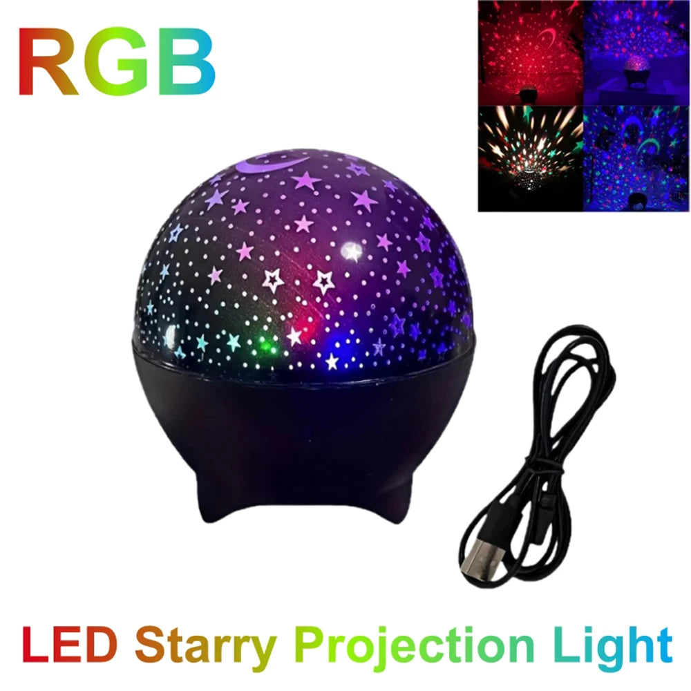 LunaStar Glow RGB Galaxy Projector — USB Star & Moon Night Light for Kids Room, Bedroom & Party