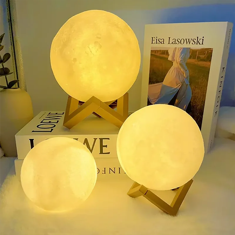 LunaLight 3D Moon Night Light — LED Lunar Lamp with 7-Color, Warm & White Modes