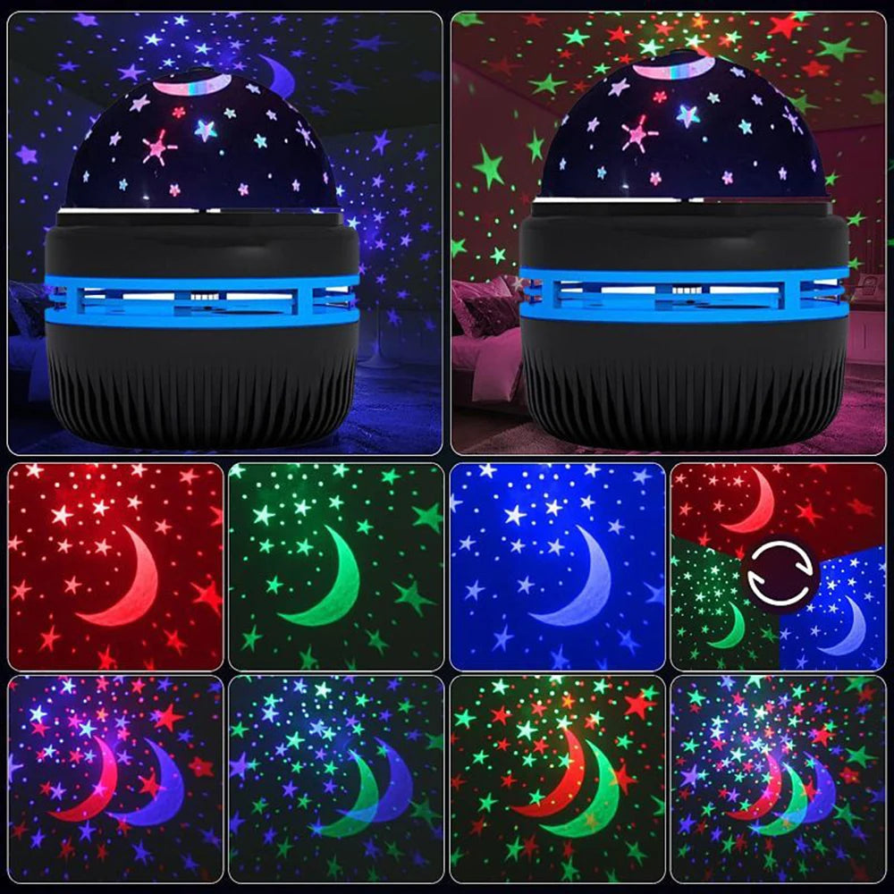 LunaStar Glow RGB Galaxy Projector — USB Star & Moon Night Light for Kids Room, Bedroom & Party
