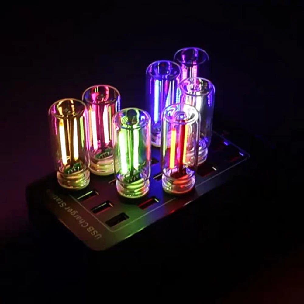 GlowSense Touch Dimming Night Light — USB Glass Cylinder LED Lamp in 8 Colors