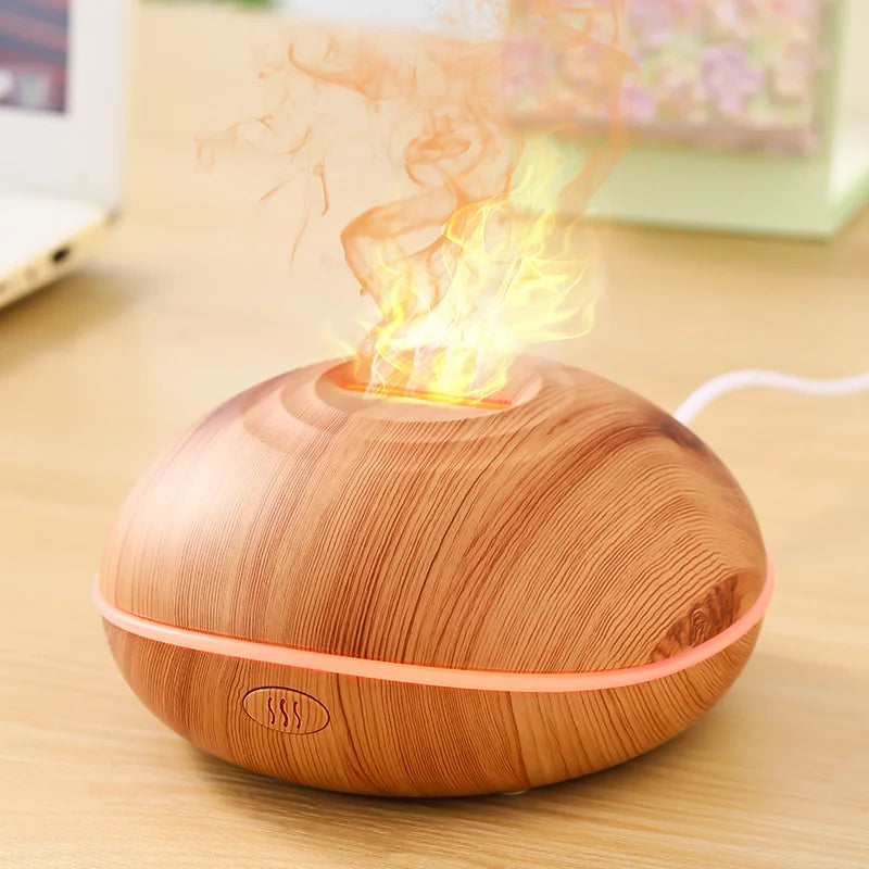 CloudGlow Humidifier — USB Quiet Mist Diffuser in Natural Wood Grain for Home & Office