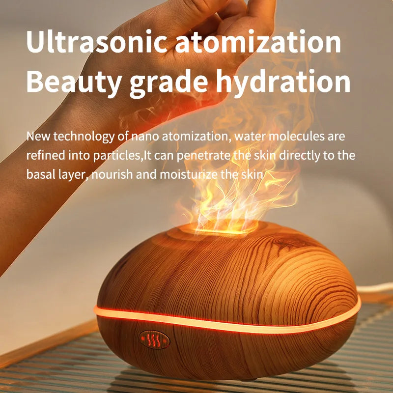 CloudGlow Humidifier — USB Quiet Mist Diffuser in Natural Wood Grain for Home & Office