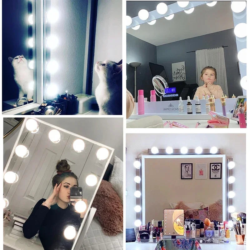 HoloSense LED Mirror Light — Hollywood Vanity Bulbs with 3 Color Modes & Stepless Dimming