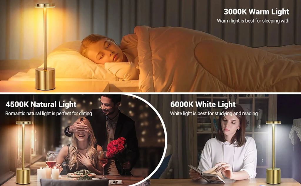 HoloSense Touch Night Light — Rechargeable Round LED Lamp in 4 Metallic Finishes