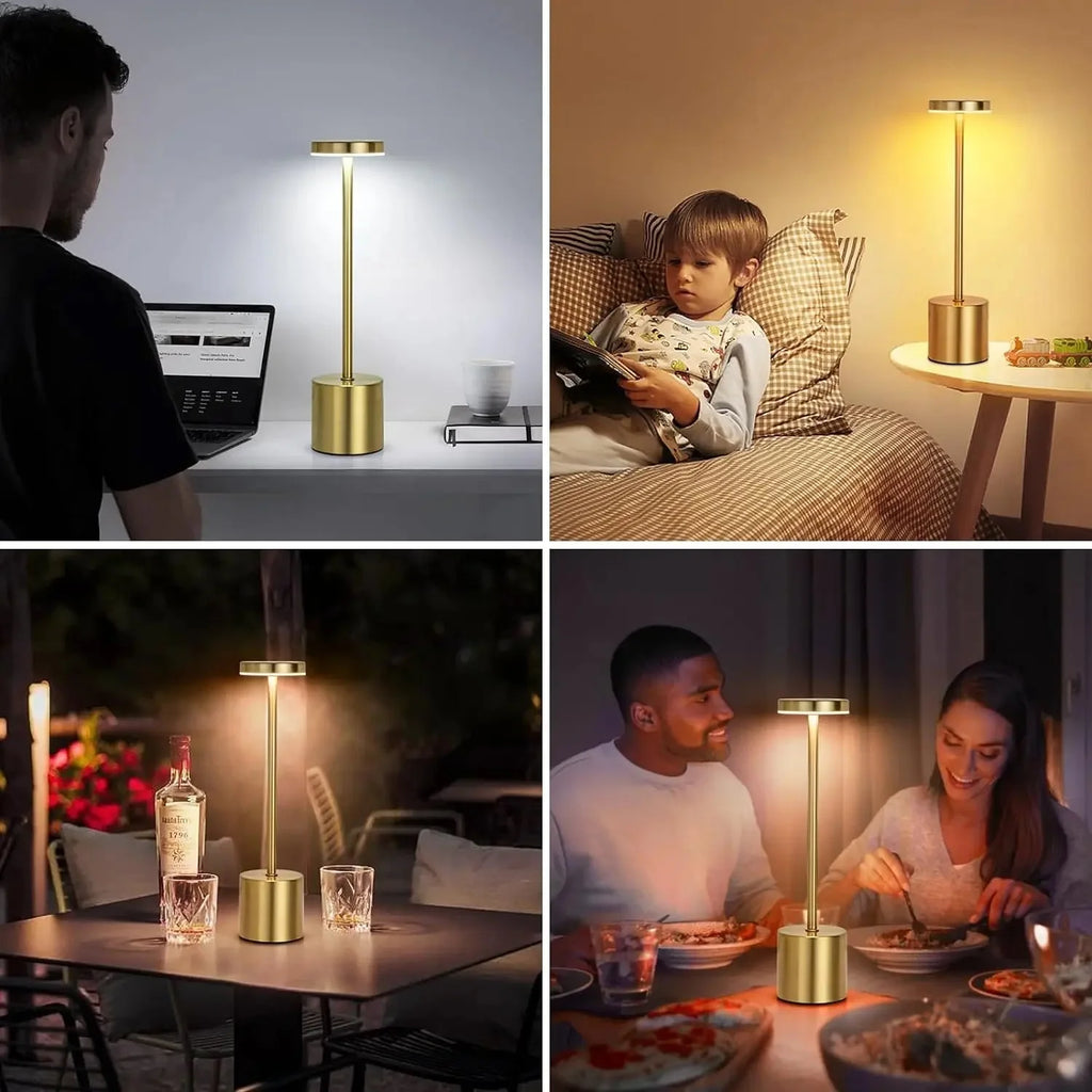 HoloSense Touch Night Light — Rechargeable Round LED Lamp in 4 Metallic Finishes