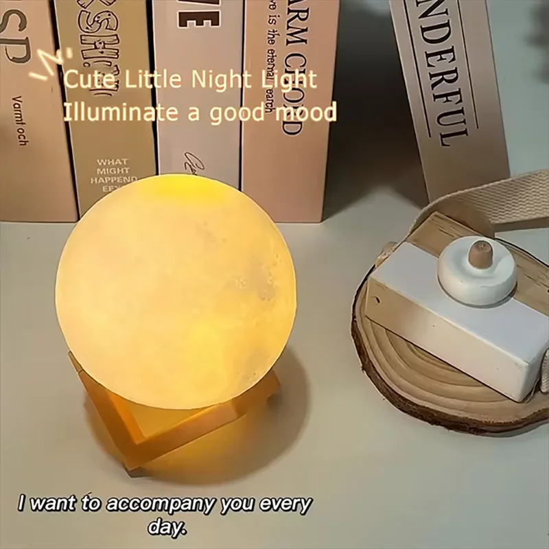 LunaLight 3D Moon Night Light — LED Lunar Lamp with 7-Color, Warm & White Modes