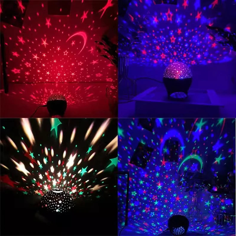 LunaStar Glow RGB Galaxy Projector — USB Star & Moon Night Light for Kids Room, Bedroom & Party