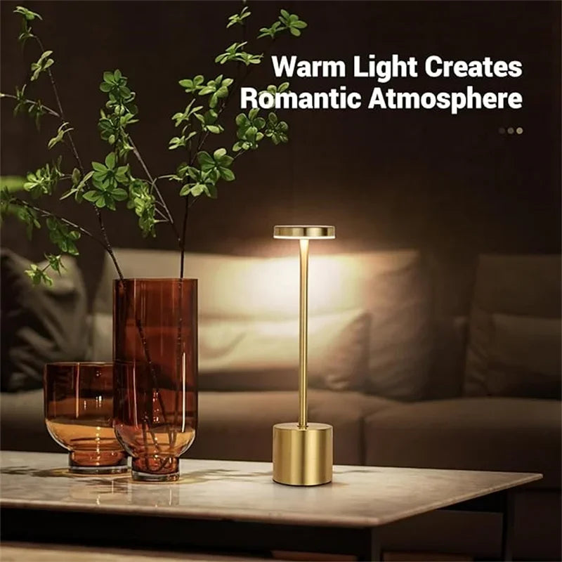HoloSense Touch Night Light — Rechargeable Round LED Lamp in 4 Metallic Finishes