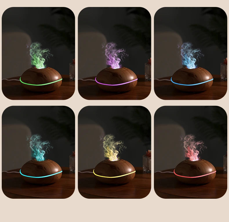 CloudGlow Humidifier — USB Quiet Mist Diffuser in Natural Wood Grain for Home & Office