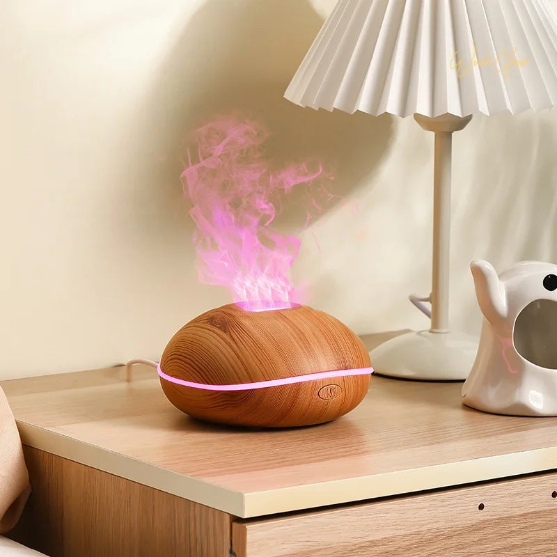 CloudGlow Humidifier — USB Quiet Mist Diffuser in Natural Wood Grain for Home & Office