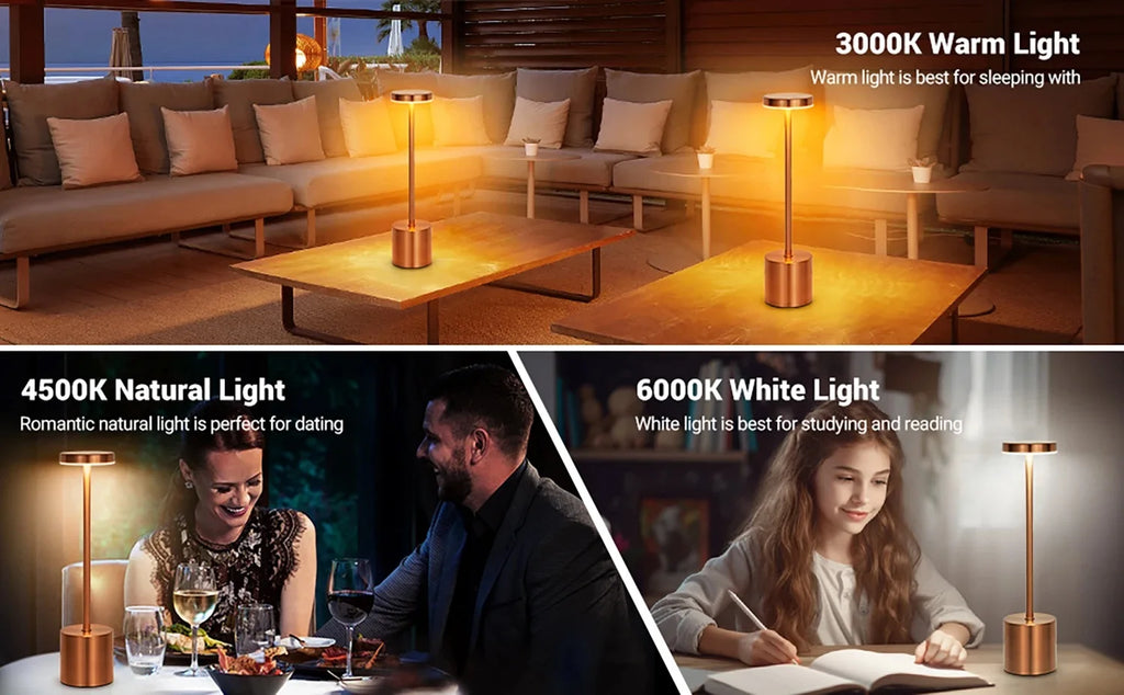 HoloSense Touch Night Light — Rechargeable Round LED Lamp in 4 Metallic Finishes