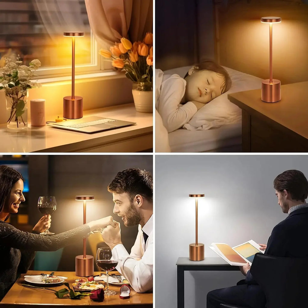 HoloSense Touch Night Light — Rechargeable Round LED Lamp in 4 Metallic Finishes
