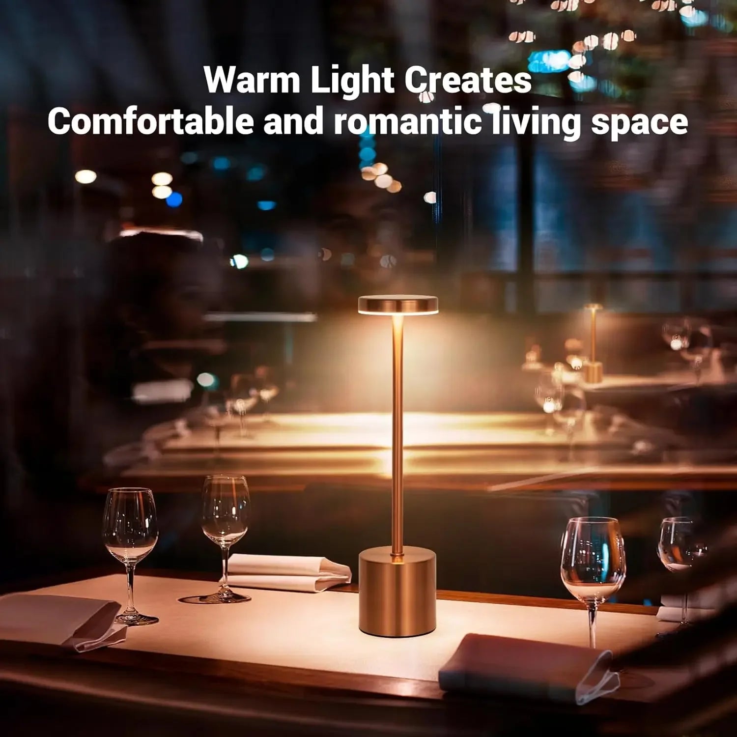 HoloSense Touch Night Light — Rechargeable Round LED Lamp in 4 Metallic Finishes