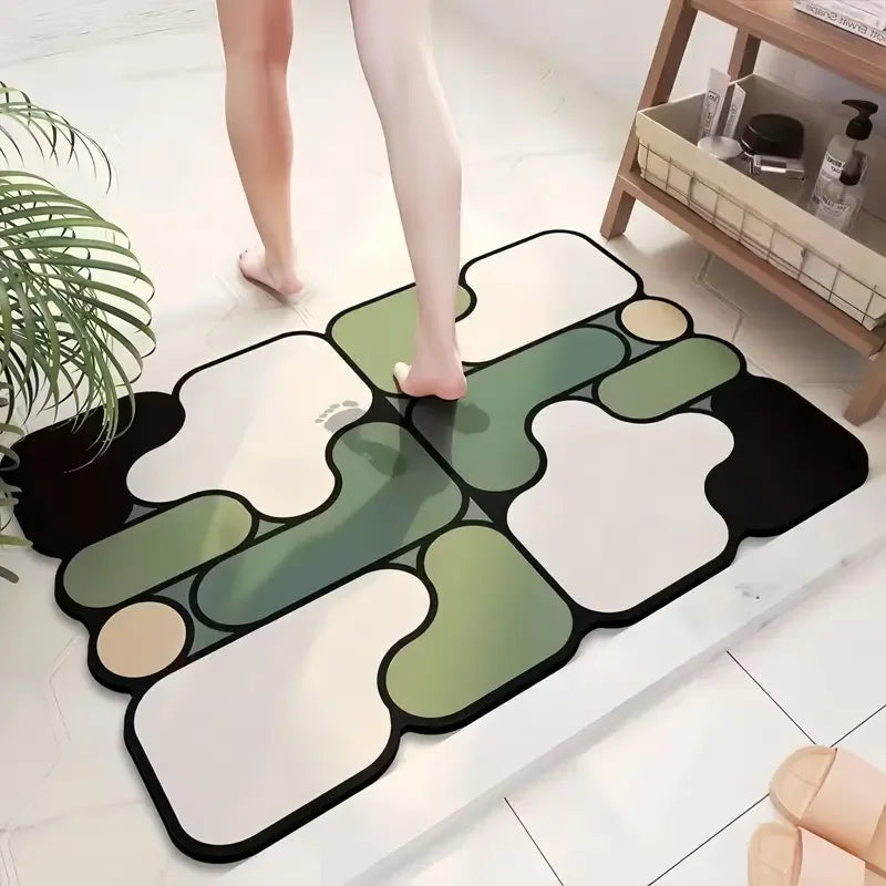 WarmWeave Anti-Slip Rubber Bath Mat in Green – Non-Toxic Floor Mat for Bathroom