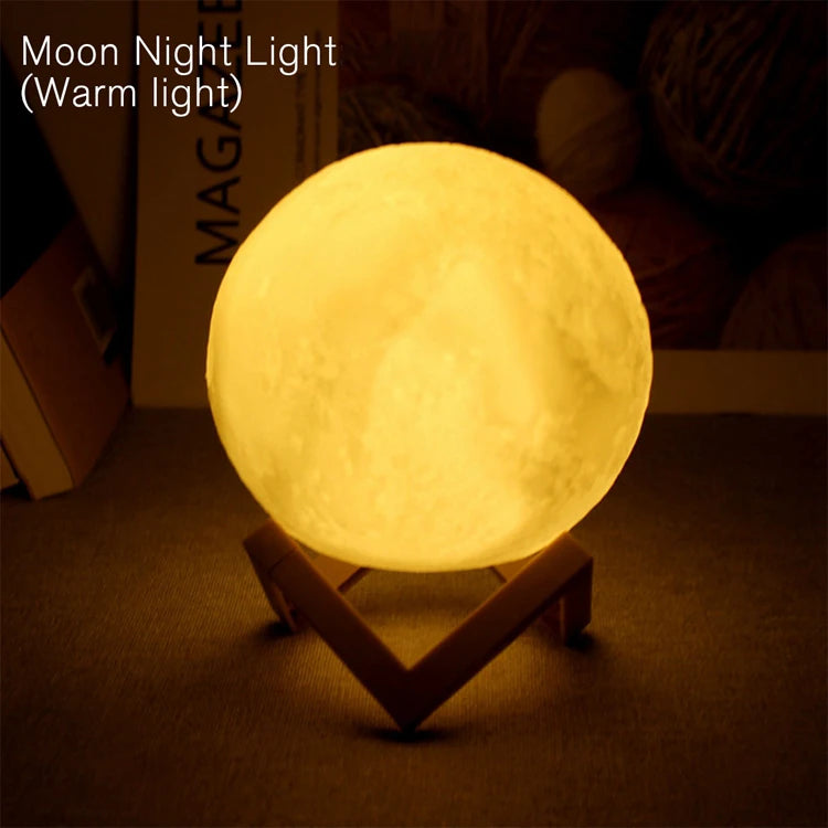 LunaLight 3D moon night light warm LED lunar lamp bedroom decor gift
