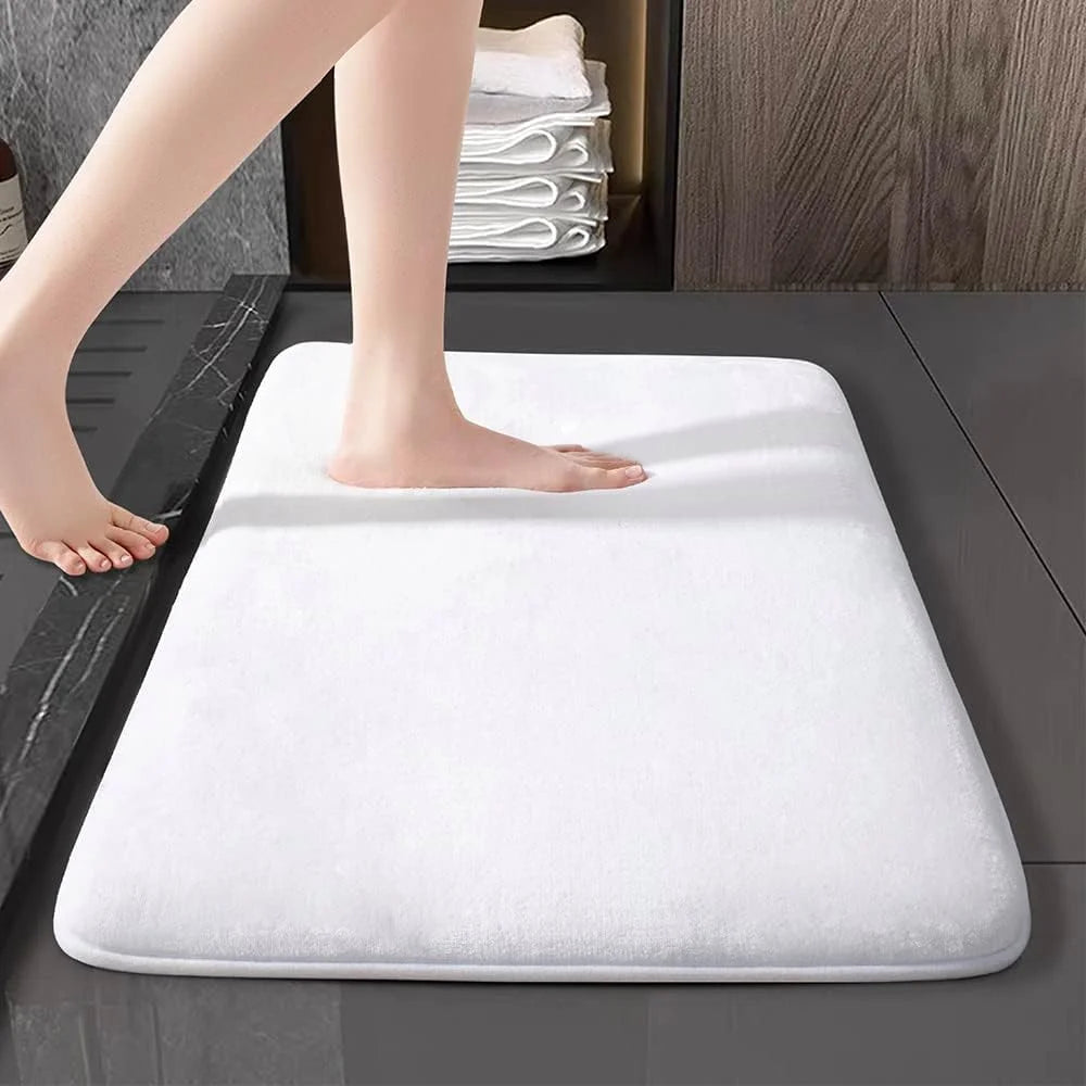  ComfortStep white suede soft non-slip floor mat for kitchen bathroom and hallway
