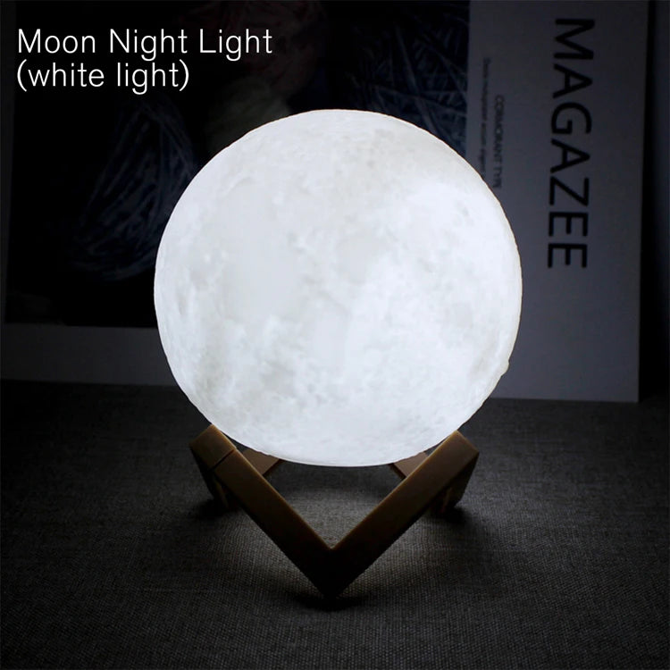 LunaLight 3D moon night light white LED lunar lamp bedroom decor
