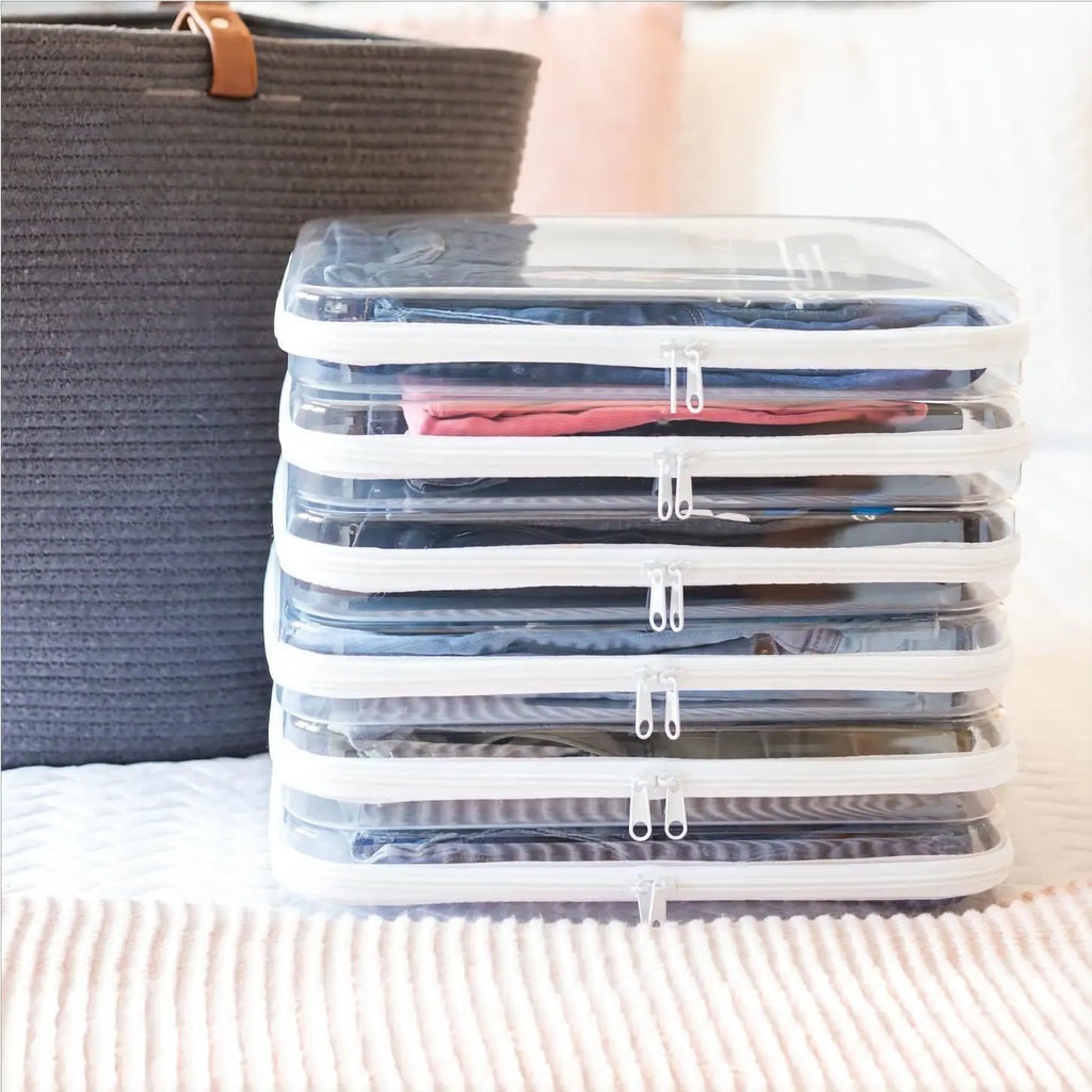 Zipper Space Storage Box — Slim Plastic Organizer for Home & Travel